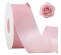 TONIFUL 2 Inch x 50yd Light Pink Satin Ribbon Wide Solid Fabric Ribbon for Gift Wrapping, Floral Bouquets, Bows and Craft Making, Christmas Valentines Birthday Wedding and Party Decoration