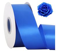 TONIFUL 2 Inch x 50yd Royal Blue Satin Ribbon Wide Solid Fabric Ribbon for Gift Wrapping, Floral Bouquets, Bows and Craft Making, Christmas Valentines Birthday Wedding and Party Decoration