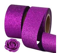TONIFUL 2 Rolls 1-1/2 Inch Purple Glitter Ribbon, Sparkling Shiny Ribbon for Gift Wrapping, Crafts, Eternal Flowers, Graduation Lei, Christmas Tree, Ornaments. Graduation Decoration (10yds/roll)