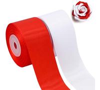 TONIFUL 2 Rolls 1-1/2 Inch Red White Satin Ribbon for Gift Wrapping, Flower Bouquet, Eternal Flowers, Cakes, Tree Wreath, Baby Shower Wedding Birthday Valentines Christmas Decor(25 Yards/Roll)