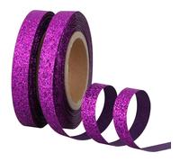 TONIFUL 2 Rolls 3/8 Inch Purple Glitter Ribbon, Sparkling Shiny Ribbon for Gift Wrapping, Crafts, Eternal Flowers, Graduation Lei, Christmas Tree, Ornaments Decor, Graduation Decoration (10yds/roll)