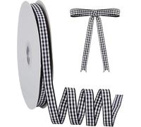 TONIFUL 3/8 Inch x 25 Yards Black and White Gingham Thin Ribbon Buffalo Plaid Craft Ribbon for Gift Wrapping Baby Shower Hair Accessories Bows DIY Birthday Party Wedding Decoration Sewing