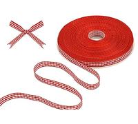 TONIFUL 3/8 Inch x 50 Yards Red and White Gingham Thin Ribbon Buffalo Plaid Craft Ribbon for Valentine's Day Gift Wrapping Baby Shower Hair Accessories Bows DIY Birthday Party Wedding Decor