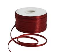TONIFUL 3mm x 183 m Deep Red Claret Thin Solid Satin Ribbon Spool Double Face Woven Fabric Ribbons for Crafts Hanging Tags Invitation Card Balloons Bouquet Hair Gift Wrapping Party Decoration