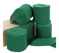 TONIFUL 4 Rolls Forest Green Chiffon Ribbon 1 1/2 inch× 5.5 Yards Fabric Silk Ribbon for Gift Wrapping Wedding Party Decoration Flower Bouquet Wrapping Bows Making DIY Crafts（Total 22yards）