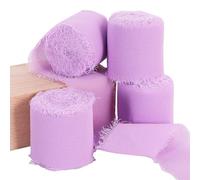 TONIFUL 4 Rolls Light Purple Chiffon Ribbon 1 1/2 inch× 5.5 Yards Fabric Silk Ribbon for Gift Wrapping Wedding Party Decoration Flower Bouquet Wrapping Bows Making DIY Crafts（Total 22yards）