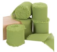 TONIFUL 4 Rolls Moss Green Chiffon Ribbon 1 1/2 inch× 5.5 Yards Fabric Silk Ribbon for Gift Wrapping Wedding Party Decoration Flower Bouquet Wrapping Bows Making DIY Crafts（Total 22yards）