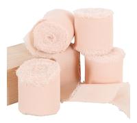 TONIFUL 4 Rolls Nude Chiffon Ribbon 1 1/2 inch× 5.5 Yards Fabric Silk Ribbon for Gift Wrapping Wedding Party Decoration Flower Bouquet Wrapping Bows Making DIY Crafts（Total 22yards）
