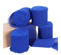 TONIFUL 4 Rolls Royal Blue Chiffon Ribbon 1 1/2 inch× 5.5 Yards Fabric Silk Ribbon for Gift Wrapping Wedding Party Decoration Flower Bouquet Wrapping Bows Making DIY Crafts（Total 22yards）