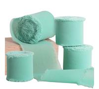 TONIFUL 4 Rolls Silk Chiffon Ribbon, 1-1/2 Inch x 22yds, Lake Blue Chiffon Ribbons, Handmade Fringe Silk Ribbon Frayed Edges for Gift Wrapping Bridal Bouquets Wedding Invitations Decoration Crafts