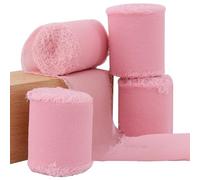 TONIFUL 4 Rolls Silk Chiffon Ribbon, 1-1/2 Inch x 22yds, Nude Pink Chiffon Ribbons, Handmade Fringe Silk Ribbon for Valentine's Day Gift Wrapping Bridal Bouquets Wedding Invitations Decoration Crafts