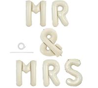 TONIFUL 40 Inch Big Cream White MR & MRS Balloons Large Ivory White Mr and Mrs Foil Letter Banners for Bride Groom Engagement Bachelorette Party Anniversary Couple Sweetheart Party Supplies