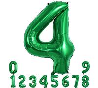 TONIFUL 40 Inch Dark Green Large Numbers Balloon 0-9 Birthday Party Decorations,Foil Mylar Big Number Balloon Digital 4 for Birthday Party,Wedding, Bridal Shower Engagement Photo Shoot, Anniversary