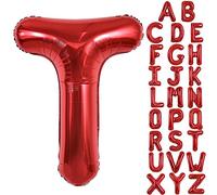 TONIFUL 40 Inch Large Light Red Letter T Balloons Helium Balloons,Foil Mylar Big Balloons for Birthday Party Anniversary Supplies Decorations