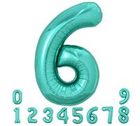 TONIFUL 40 Inch Large Teal Blue Number Balloons, Giant Jumbo Helium Foil Mylar Big Turquoise Number 6 Digital Six Balloons for Birthday Party Anniversary Wedding Decorations