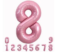 TONIFUL 40 Inch Light Pink Large Macaron Numbers Balloons 0-9, Number 8 Digit 8 Helium Balloons, Foil Mylar Big Number Pastel Balloons for Birthday Party Anniversary Supplies Decorations