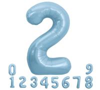 TONIFUL 40 Inch Pastel Blue Number 2 Foil Balloon Large Mylar Foil Digit 2 Balloon for 2nd Birthday, Gender Neutral Party, Baby Shower, Graduation, Anniversary Decorations