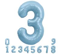 TONIFUL 40 Inch Pastel Blue Number 3 Foil Balloons Large Mylar Foil Digital 3 Balloons for 3rd Birthday, Gender Neutral Party, Baby Shower, Graduation, Anniversary Decorations