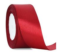 TONIFUL 4cm X 22M Wide Dark Red Satin Ribbon Solid Fabric Ribbons for Valentine's Day Wedding Car Decoration Chair Sash Crafts Gift Wrapping Cutting Ceremony Table Bows Floral Sewing Party Decoration