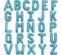 TONIFUL 52 Pieces 16 Inch Light Blue Letter A-Z Balloons,Custom Phrase Mylar Foil Alphabet Letter DIY Personalized Phrase Banner for Birthday Anniversary Celebration Graduation Party Supplies Decor