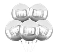 TONIFUL 5pcs Hangable Silver 4D Round Sphere Foil Mylar Balloon 22inch Large Aluminum Film Balloon Silver Mirror Metallic for Christmas New Year Birthday Party Wedding Baby Shower Decoration Supplies