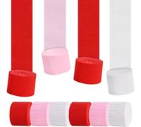 TONIFUL 6 Rolls Red White Pink Crepe Paper Streamers for edding Engagement Valentines Party Decorations Mother's Day Birthday Baby Shower W Romantic DIY Craft Paper(1.8 Inch x 82 Ft/Roll