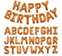TONIFUL 65 Pcs 16 Inch Orange Happy Birthday Balloons and 2 Sets A-Z Foil Letters Balloons DIY Personalized Phrase Banner for Birthday Celebration Halloween Thanksgiving Christmas Party Decorations