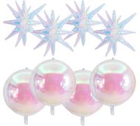 TONIFUL 8Pcs 22Inch Iridescent Large 4D Giant Round and Star Balloons Explosion Star Mylar Balloons Set for Backdrop Christmas New Year Birthday Wedding Bridal Shower Anniversary Photo Booth Supplies