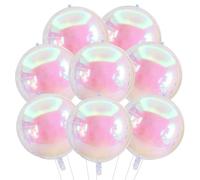 TONIFUL 8Pcs 22Inch Large Iridescent 4D Giant Round Foil Balloon 4D Metallic Mylar Sephere Balloons for Christmas New Year Birthday Party Graduation Wedding Bridal Shower Decoration Supplies