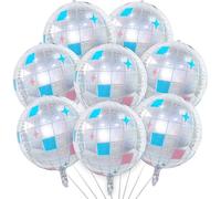 TONIFUL 8Pcs 22Inch Large Laser Silver 4D Giant Round Foil Balloon 4D Metallic Mylar Sephere Balloons for Christmas New Year Birthday Party Graduation Wedding Bridal Shower Decoration Supplies
