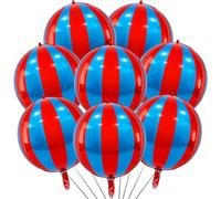 TONIFUL 8Pcs 22Inch Large Red Blue 4D Giant Round Foil Balloon 4D Metallic Mylar Sephere Balloons for Christmas New Year Birthday Party Graduation Wedding Bridal Shower Decoration Supplies