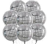 TONIFUL 8Pcs Large Disco 4D Giant Round Foil Balloon 22inch Big Mirror Metallic Mylar Sephere Balloons for Christmas New Year Birthday Ball Party Graduation Wedding Disco Decoration Supplies