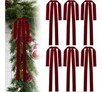 TONIFUL Claret Velvet Bow 16x24 Inch - 6 Pack Christmas Tree Bow, Large Wreath Bow for Gift Wrapping, Floral Bouquet, Staircase, Fireplace, Home&Party Decor, Baby Shower, Wedding, Chirstmas