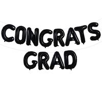 TONIFUL Congrats Grad Balloons - 16 Inch Black Congrats Foil Balloons Banner Reusable Material for Graduation Party Graduate Congratulations 2023 Congrats Grad Decorations