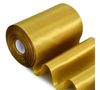 TONIFUL Dark Gold Wide Satin Ribbon - 100mm x 20m Gold Satin Ribbons Solid Fabric Ribbons for Gift Wrapping Christmas Tree Wedding Car Chair Pageant Sashes Grand Opening Festival Party Decor