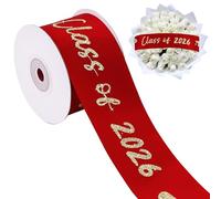 TONIFUL Glitter Class of 2026 Graduation Ribbon 2 Inch x 10 Yards Wide Red Satin Ribbon for Flower Bouquet,Gift Wrapping,Crafts, Cakes, Photo Backdrop and Graduation Party Decoration
