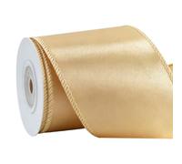 TONIFUL Gold Satin Wired Ribbon 2.5 Inch x 10 Yards Wired Edge Ribbon for Bows Making, Gift Wrapping, Christmas Tree Decoration, Wreath Decoration, DIY Crafts, Party Valentine's Day Wedding Decor