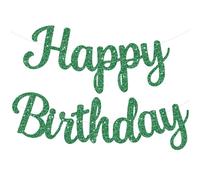 TONIFUL Green Happy Birthday Banner - No DIY, 10Feet Pre-Strung Glitter Sign, Garland, Backdrop & Decorations