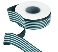 TONIFUL Green White Striped Ribbon 1 Inch Wide Fabric Grosgrain Ribbons 25 Yards Roll for Gift Wrapping Valentine's Day DIY Hair Accessories Crafts Party Holiday Wedding Christmas Birthday Decoration