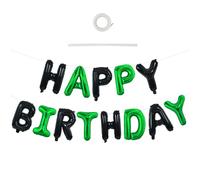 TONIFUL Happy Birthday Balloons Banner 16 Inch Mylar Foil Letters Birthday Sign Reusable for Girls Boys Kids & Adults Birthday Party Decorations Supplies(Black Green)