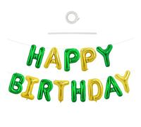 TONIFUL Happy Birthday Balloons Banner 16 Inch Mylar Foil Letters Birthday Sign Reusable for Girls Boys Kids & Adults Birthday Party Decorations Supplies（Green Gold）