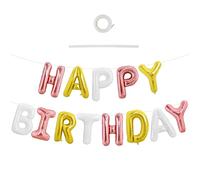 TONIFUL Happy Birthday Balloons Banner 16 Inch Mylar Foil Letters Birthday Sign Reusable for Girls Boys Kids & Adults Birthday Party Decorations Supplies（Rose Gold Gold White）