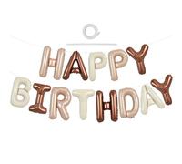 TONIFUL Happy Birthday Balloons Banner - 16 Inch Mylar Foil Letters Sign for Girls, Boys, Kids & Adults Party Decorations (Light Brown Cream Chocolate)