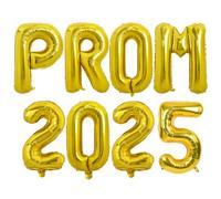 TONIFUL Prom 2025 Balloons - 16 Inch Gold Prom Letter Foil Balloons Banner Class of 2025 Prom Letters Props for Prom Night Party School Prom 2025 Graduation Prom 2025 Sign Decorations