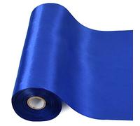 TONIFUL Royal Blue Satin Ribbon Solid Fabric Ribbons for Door Tree Home Outside Bows Decor Cutting Ceremony Kit Grand Opening Chair Sashes Crafts Wedding Car Decoration, 8 inch wide, Blue,White