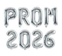 TONIFUL Silver Prom 2025 Balloons Banner 16Inch Foil Mylar letter Graduation Balloons Grad Decoration for Class of 2025 Congrats Grad Party Supplies