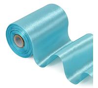 TONIFUL Sky Blue Wide Satin Ribbon - 100mm x 20m Blue Satin Ribbons Solid Fabric Ribbons for Gift Wrapping Christmas Tree Wedding Car Chair Pageant Sashes Grand Opening Festival Party Decor