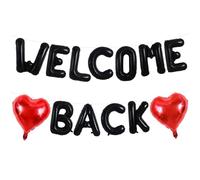 TONIFUL Welcome Back Balloons,16 Inch Black Welcome Back Foil Balloons Banner Welcome Back Party Decorations for Homecoming Party Decorations House Warming Party Family Gathering Supplies