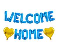 TONIFUL Welcome Home Balloons,16 Inch Blue Welcome Home Foil Balloons Banner Welcome Home Party Decorations for Homecoming Party Decorations House Warming Party Family Gathering Supplies
