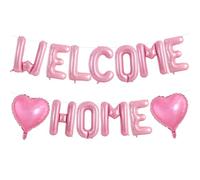 TONIFUL Welcome Home Balloons,16 Inch Pink Welcome Home Foil Balloons Banner Welcome Home Party Decorations for Homecoming Party Decorations House Warming Party Family Gathering Supplies